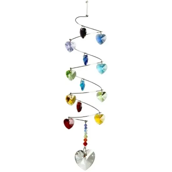 Woodstock Wind Chimes Woodstock Rainbow Makers Collection, Crystal Spiral, 9'' Rainbow Hearts Crystal Suncatcher CS23 image {2}
