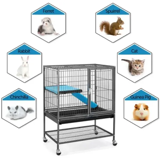 Yaheetech 34in Rolling Metal Small Animal Cage image {3}