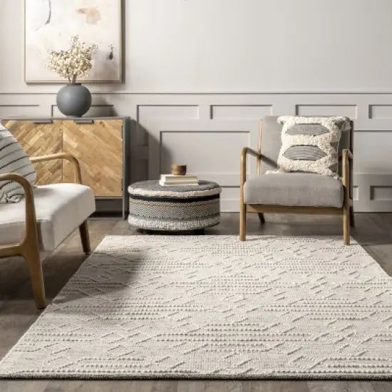 nuLOOM Lucile Moroccan Diamond Wool Area Rug image {7}