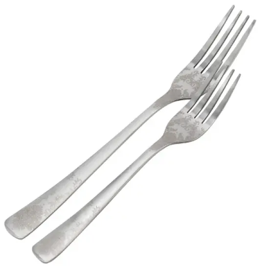 Gibson Home Bishop Hill 20 Piece Stainless Steel Floral Flatware Set in Matte Silver image {3}