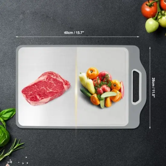 Unique Bargains Double-Sided Stainless Steel Cutting Board 1Pc image {1}