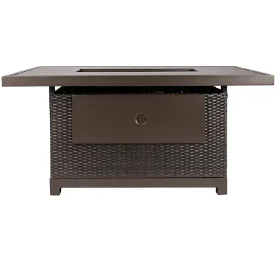 Kinger Home Novi 5-Piece Rattan Wicker Propane Fire Pit Set with an Aluminum Frame image {4}