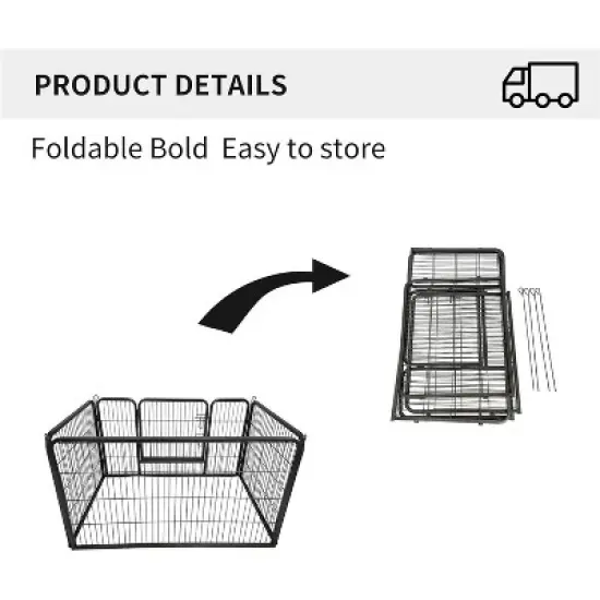 24" Heavy Duty Metal Dog Playpen - Indoor/Outdoor Pet Fence for Small/Medium/Large Dogs, Portable Animal Barrier for Yard, RV & Camping - Black image {5}