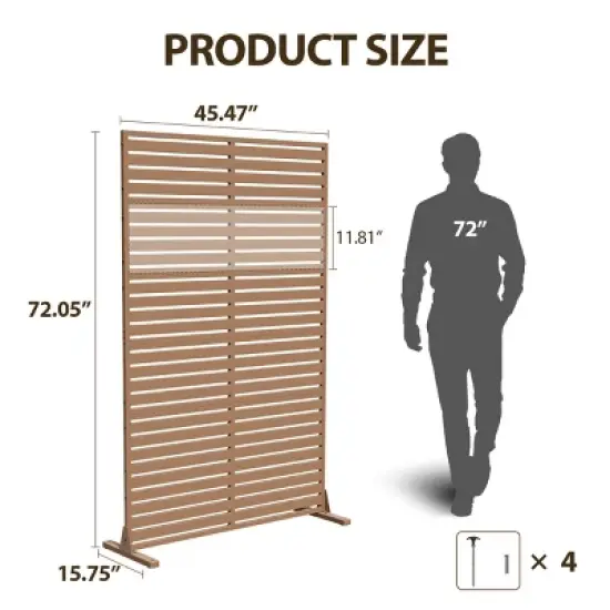 Syemin Patio Decorative Screens Outdoor Privacy Screen 6-Piece Outdoor Privacy Screens and Panel Outdoor Decorative Fence, Brown, 45.47"*15.75"*72.05" image {2}