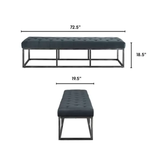 Danes Tufted Bench with Iron Legs - Finch image {7}