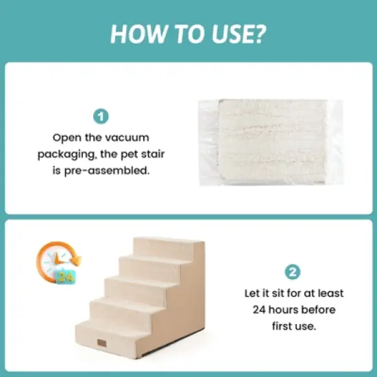 Cozy Kiss 5-Tier Extra-Wide Foam Pet Steps, Non-Slip Dog Stairs for High Beds & Sofas with Removable Washable Cover image {4}