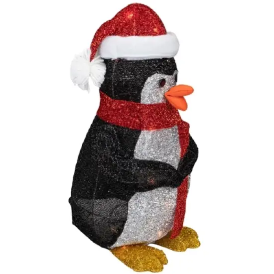 Northlight 19.5" White and Red Lighted Penguin with Santa Hat Outdoor Christmas Decoration image {4}