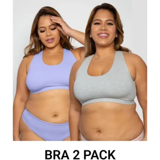 Curvy Couture Women's Cotton Comfort Bralette 2-Pack image {10}