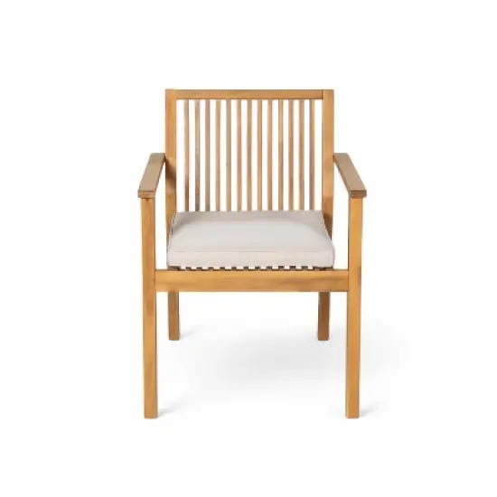 Christopher Knight Home Ahri Farmhouse 7 Piece Patio Acacia Wood Dining Set with Cushions image {5}