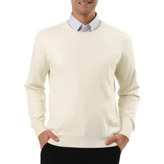 Lars Amadeus Men's Casual Round Neck Long Sleeves Solid Color Knitted Pullover Sweater image {9}