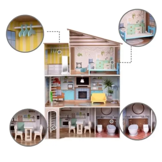 Olivia's Little World by Teamson Kids Wooden Dreamland Mediterranean Dollhouse Set image {5}