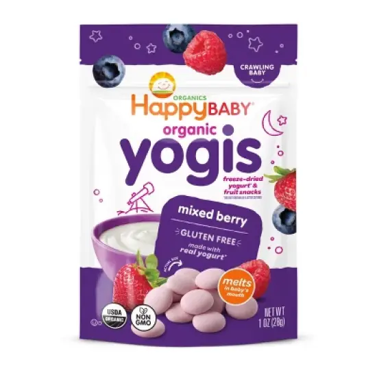 HappyBaby Organic Yogis Mixed Berry Yogurt & Fruit Baby Snacks - 1oz image {10}