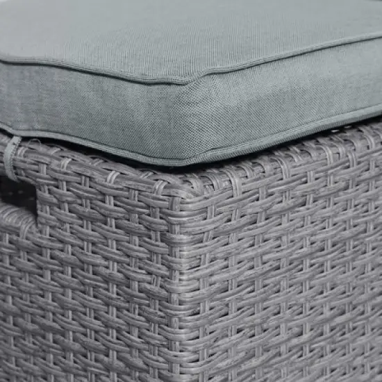 JUJABU 6-Piece Wicker Patio Garden Backyard Sofa Set with Cushion, 2 Stools and Coffeetable image {6}