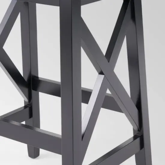 Set of 2 Heffley Contemporary Farmhouse Wooden Counter Height Barstools Walnut/Black - Christopher Knight Home image {4}