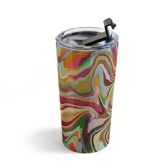 Alisa Galitsyna Colorful Liquid Swirl 20 oz Stainless Steel Travel Mug - Deny Designs image {1}