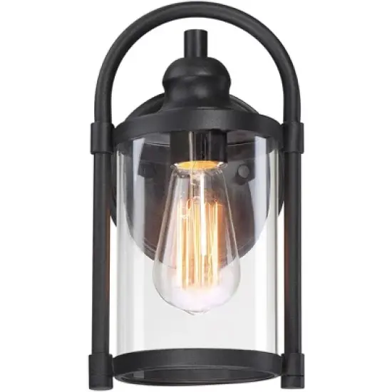 John Timberland Rustic Farmhouse Outdoor Wall Light Fixtures Set of 2 Black 10 1/4" Clear Glass for Exterior Barn Deck House Porch Yard Patio Outside image {4}