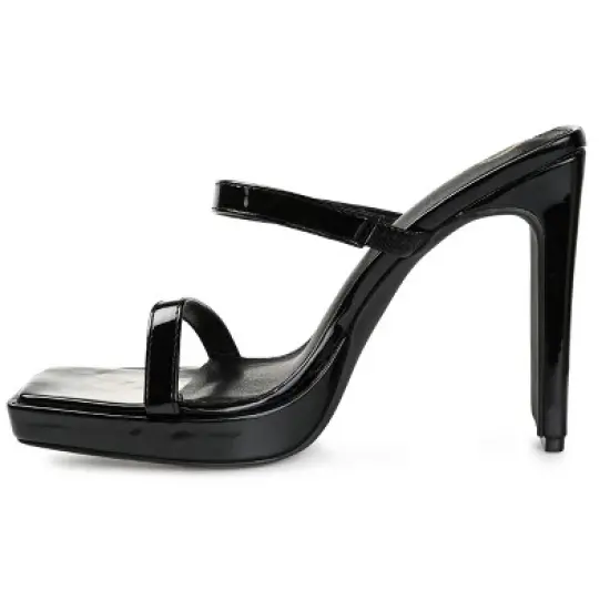 Journee Collection Womens Naivee Tru Comfort Foam Open Square Toe Platform Heel Sandals Black 10 image {1}