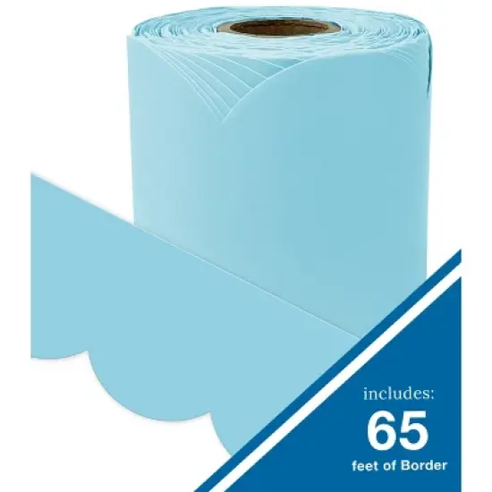 Carson Dellosa Education 65' Sky Blue Rolled Scalloped Bulletin Board Borders (1 roll) image {1}