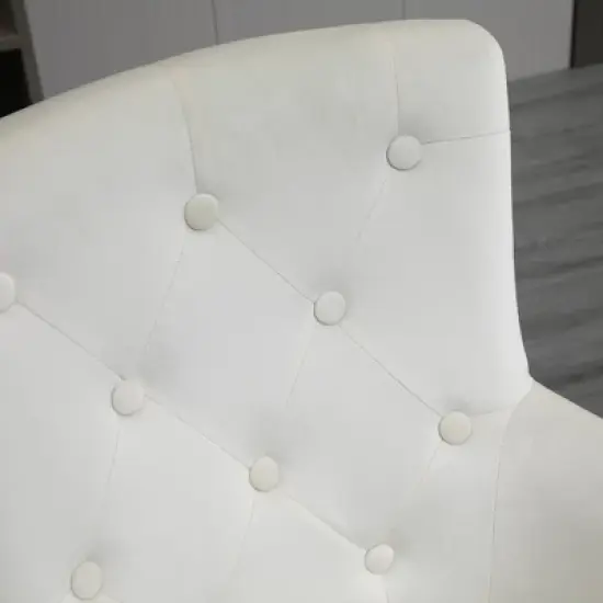 HOMCOM Modern Mid-back Desk Chair with Button Tufted Velvet Back, Nailhead Trim, Swivel Home Office Chair with Adjustable Height, Curved Padded Armrests image {6}