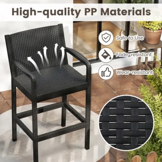 Tangkula 3 Piece Patio Bar Set Bistro Table & Chairs w/ Heavy-Duty Metal Frame image {6}