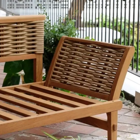 Cambridge Casual Auburn Teak & Wicker Outdoor Patio Daybed with Cushion Brown/Beige image {7}