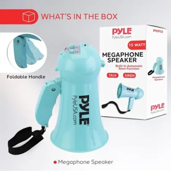Pyle Compact Megaphone with Built-In Microphone - 15 Watts - PMP15 image {5}