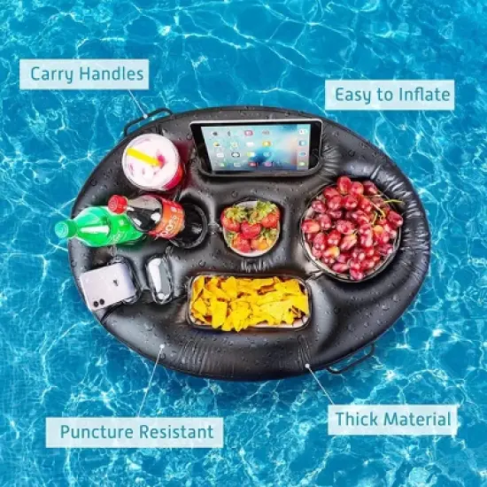 Zone Tech Inflatable Floating Drink Holder for Swimming Pool, Hot Tub for Adults - Buffet Serving Bar, Beverage, Fruit, Salad, Tablet, Cell Phone. image {2}