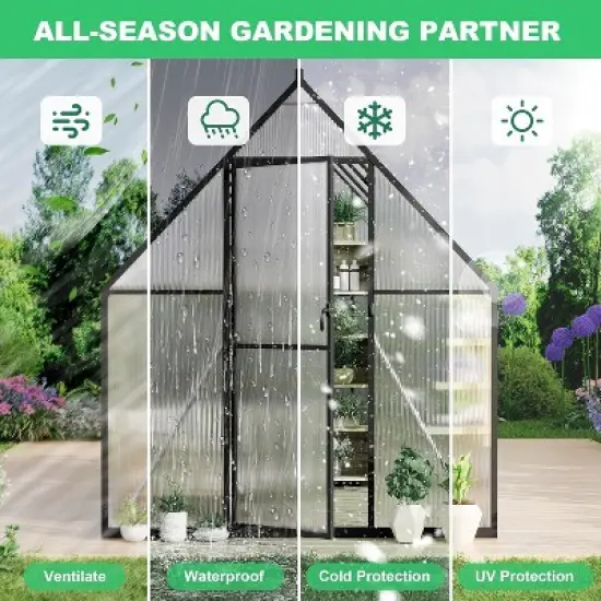 GustoWave  6'X4' Aluminum-Framed Polycarbonate Greenhouse Kit image {3}