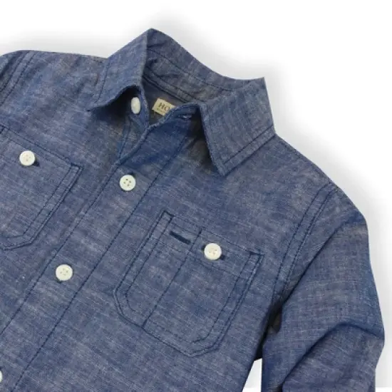 Hope & Henry Boys' Organic Cotton Long Sleeve Chambray Button Down Shirt, Kids image {1}