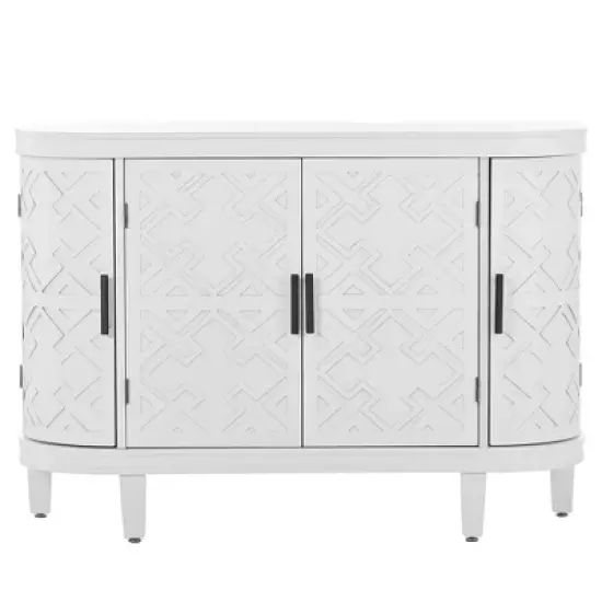 Accent Storage Cabinet Wooden Sideboard Cabinet with Antique Pattern Doors-ModernLuxe image {3}