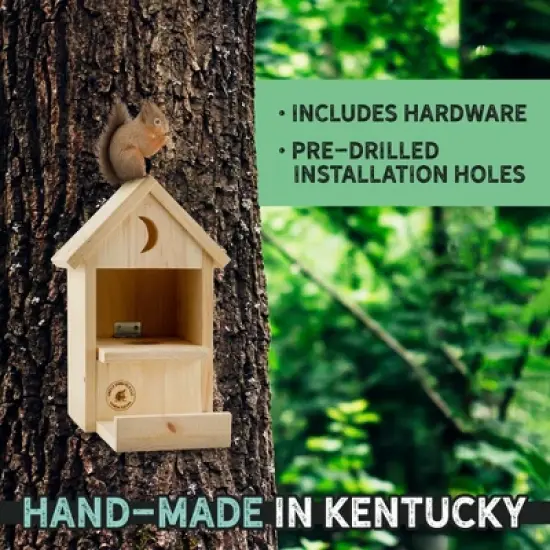 Uncle Dunkels Outhouse Squirrel Feeder; Rustic Handmade Wooden Squirrel Food Dispenser Box image {7}
