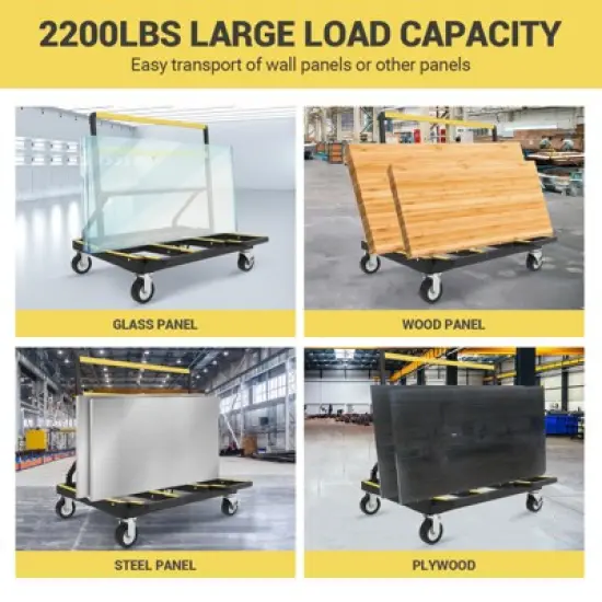 Heavy Duty Drywall Cart - 2200LB Capacity Folding Panel Dolly with Extendable Deck & Swivel Casters for Sheetrock, Plywood, Glass Transportation image {1}