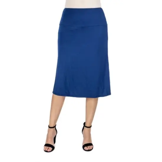 24seven Comfort Apparel A Line Elastic Waist Knee Length Skirt image {6}