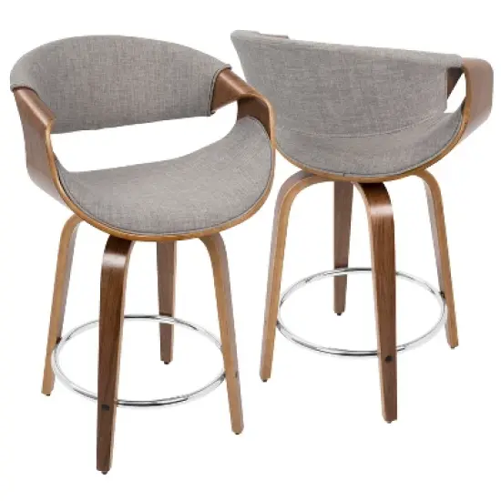 Set of 2 Curvini Mid-Century Modern Counter Height Barstools - LumiSource image {1}