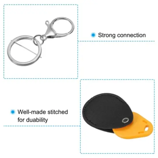 Unique Bargains PU Leather Keychain Holder ID Key Cards Key Fobs with Rings 2 Pcs image {3}