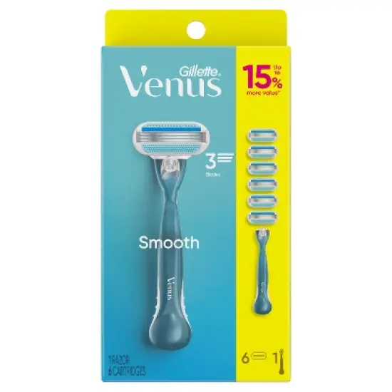 Venus Smooth Value Pack Razor - Handle + 6 Blade Refills image {1}