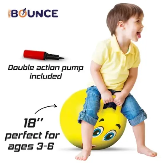 New Bounce Hopper Ball for Kids - Bouncing Ball with Handles - Inflatable Hippity Hop Ball - Yellow Bouncy Ball with Pump image {1}