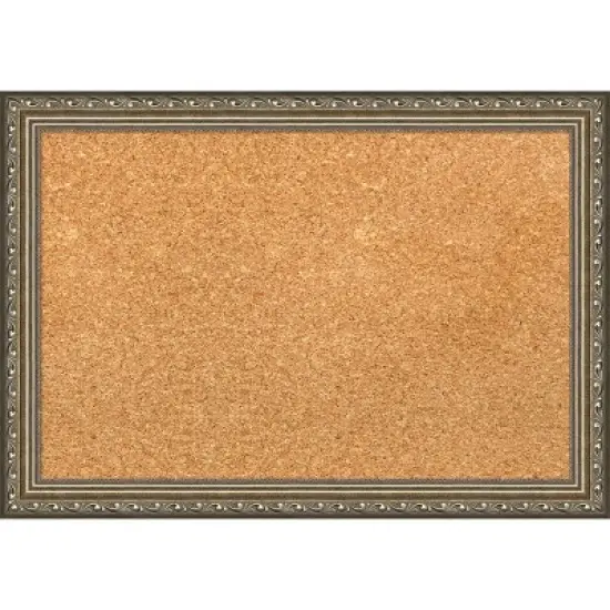Amanti Art Parisian Silver Wood Framed Corkboard, Grey Cork image {7}