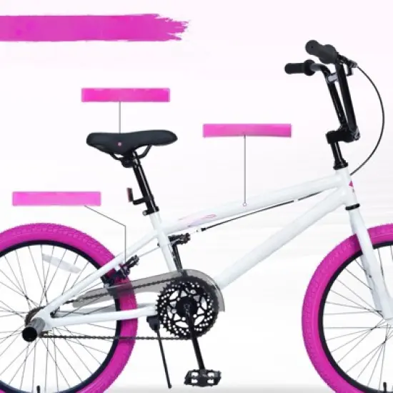 DSVIMOY Freestyle Kids Bike, 20 Inch Single Speed Children's Bicycle for Boys Girls Age 7+ Years, White&Red, 55.12"*25.2"*37" image {4}