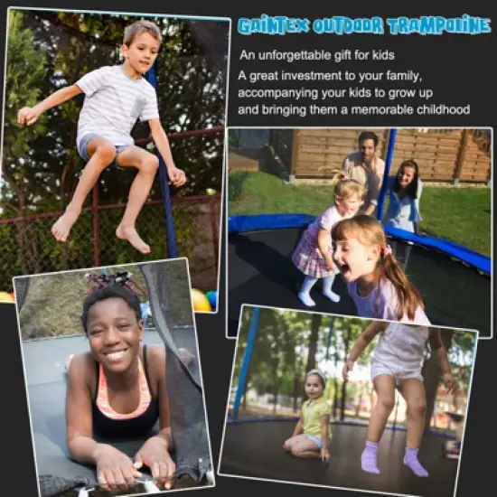 Infans 16FT Outdoor Large Trampoline Safety Enclosure Net w/ Basketball Hoop Stepper image {7}