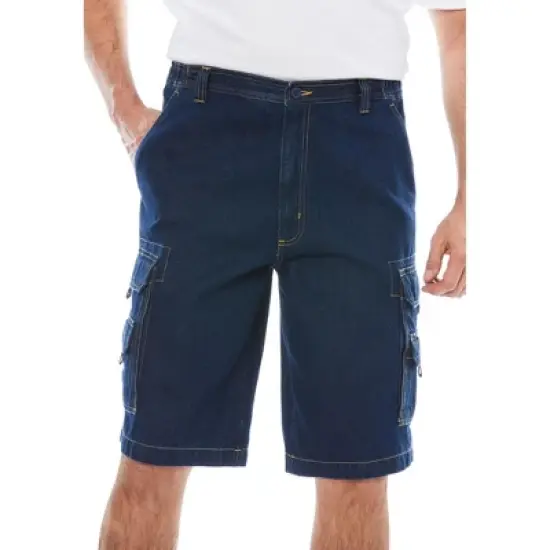 Boulder Creek by KingSize Men's Big & Tall  12" Side Elastic Denim Cargo Shorts image {4}