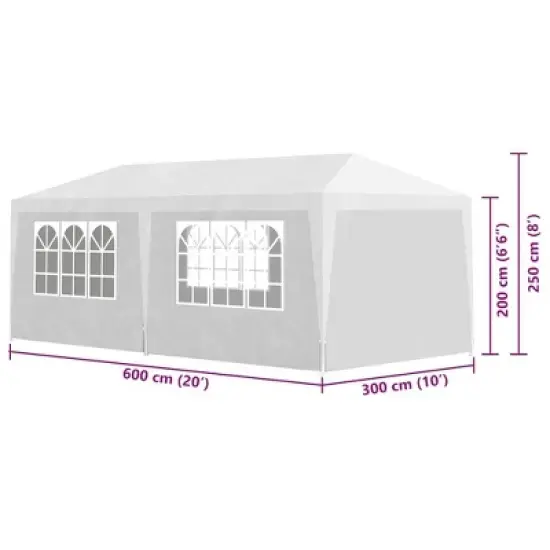 vidaXL Party Tent White Polyethylene 9.8 x 19.7 ft Durable Party Tent image {5}