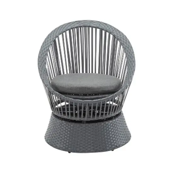 Christopher Knight Home Acheson Modern Outdoor Rattan and Iron Upholstered Accent Chair image {9}