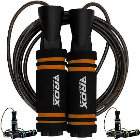 RDX Sports Skipping Rope with Anti-Slip Soft Memory Foam Weighted Handles, 10.3FT Adjustable Tangle-Free PVC Coated Steel Jump Cable image {9}
