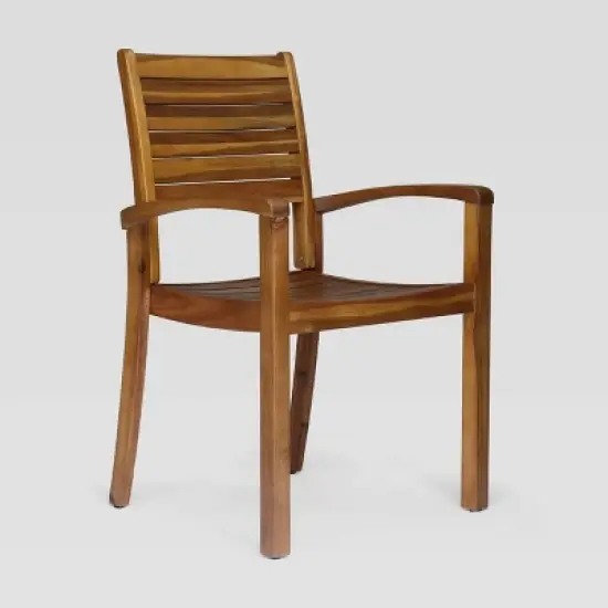 Westbridge 3pc Acacia Wood Bistro Set - Teak - Christopher Knight Home image {3}