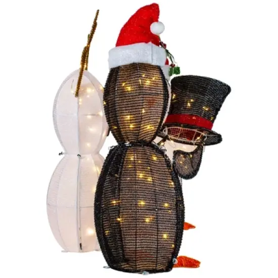 Northlight LED Lighted Penguins Building Snowman Outdoor Christmas Decoration - 35" - Set of 3 image {3}