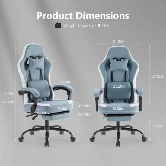 SEVOBAL Office Chair Desk Chair Computer Chair Office Chairs with Lumbar Support Swivel Rolling Easy Assembly Home Gift, Blue, 25.2"*25.4"*48.4" image {2}