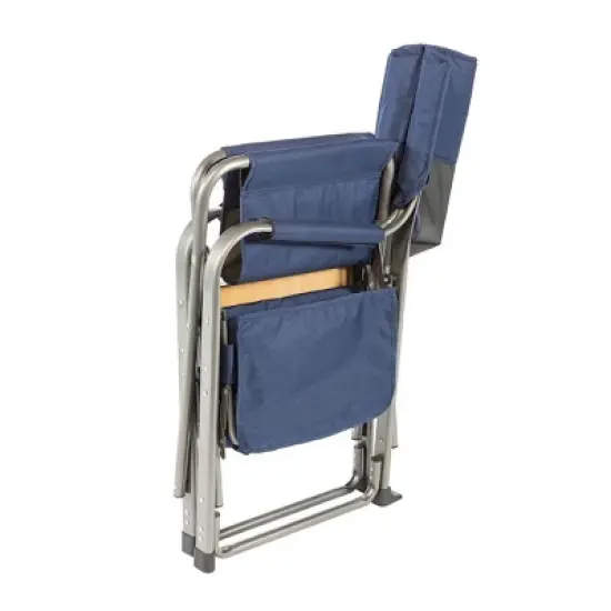 Kamp-Rite Folding Tailgating Camping Director's Chairs with Side Tables and Built In Cooler, Tan/Blue (2 Pack) image {4}