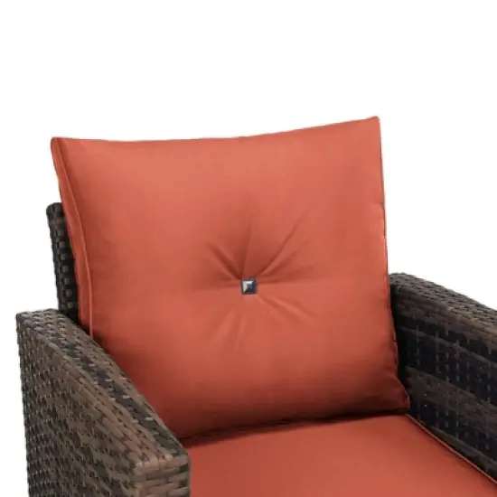6pc Wicker Outdoor Conversation Set with Cushions - Orange - EDYO LIVING image {8}
