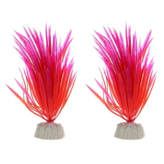 Unique Bargains Aquarium Plastic Plants for Fish Tank Landscape Decoration 5.12" 2 Pcs image {10}